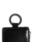Black Leather Logo Embossed Lanyard Card Holde Wallet