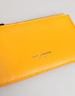 Yellow Orange Leather Credit Card Key Holder Clip On Wallet