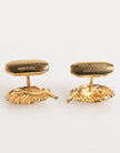 Gold 925 Sterling Silver Crystal Leaf Accessory Cufflink