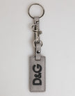 Gray Leather Logo Metal Ring Keychain Holder Men Keyring