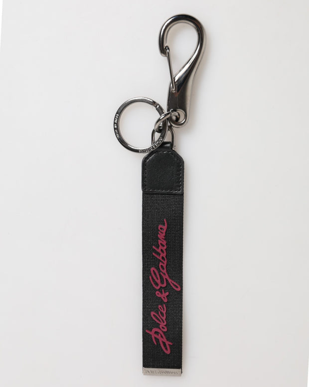 Black Red Polyester DG Logo Silver Men Keychain Keyring