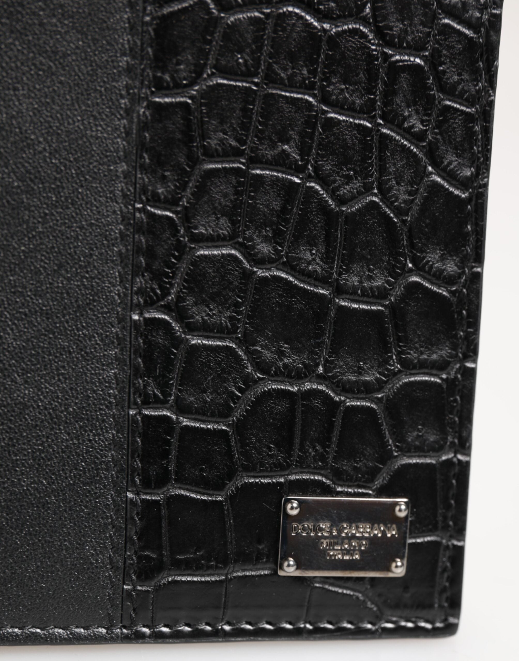 Black Exotic Leather Bifold Card Holder Men Wallet