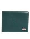 Green Leather DG Logo Engrave Bifold Card Holder Wallet