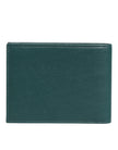Green Leather DG Logo Plaque Bifold Card Holder Wallet