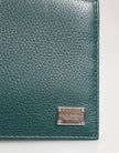Green Leather DG Logo Plaque Bifold Men Card Holder Wallet