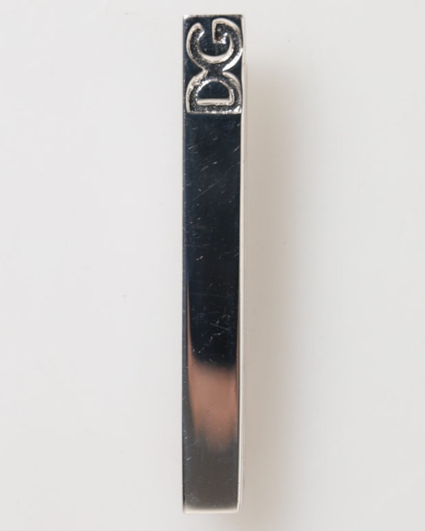 Silver Tone Brass Logo Branded Men Accessory Tie Clip Bar
