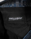 Blue Silver Shiny Silk Skinny Men Trouser Pants