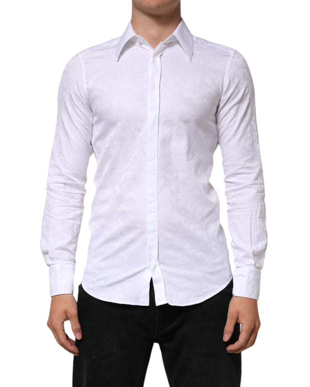 White Cotton MARTINI Paisley Jacquard Shirt