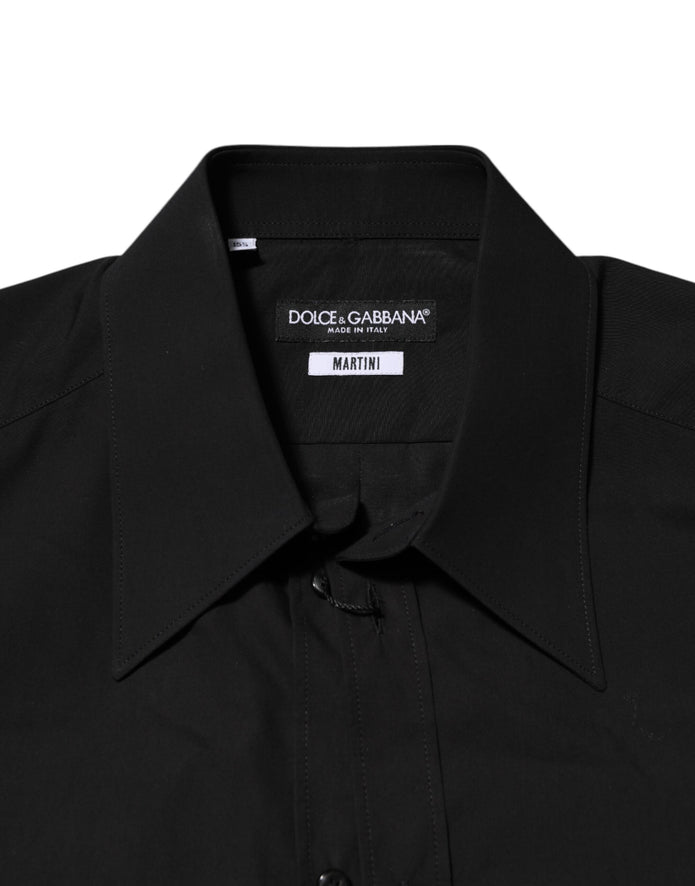 Black MARTINI Slim Fit Dress Formal Men Shirt