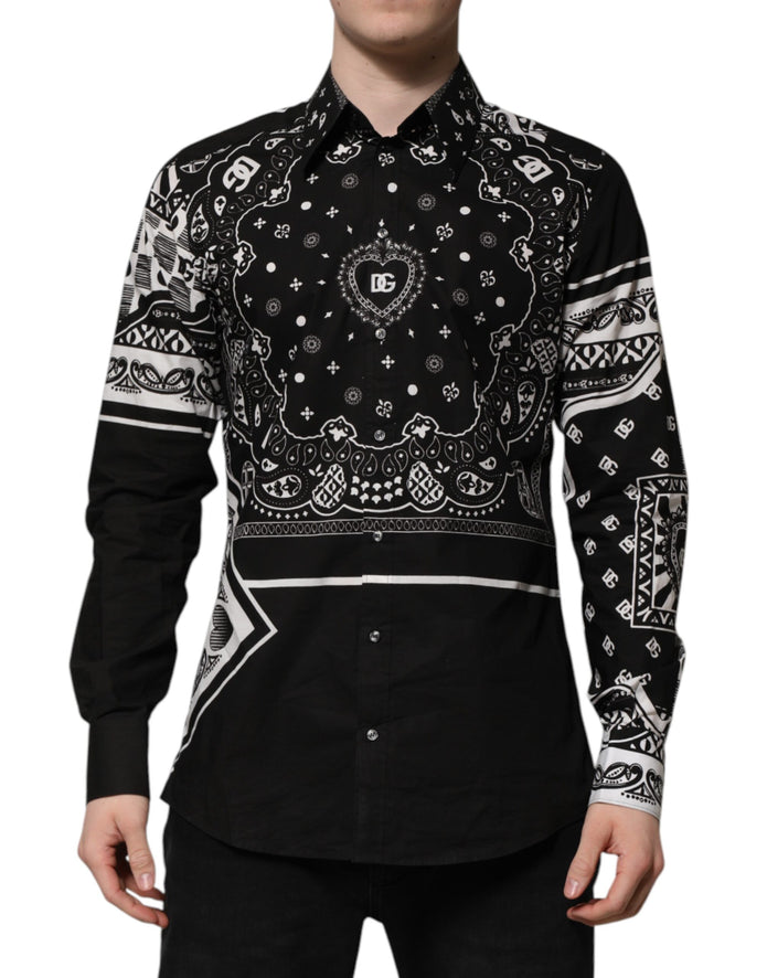 Black Bandana Print Logo MARTINI Dress Shirt