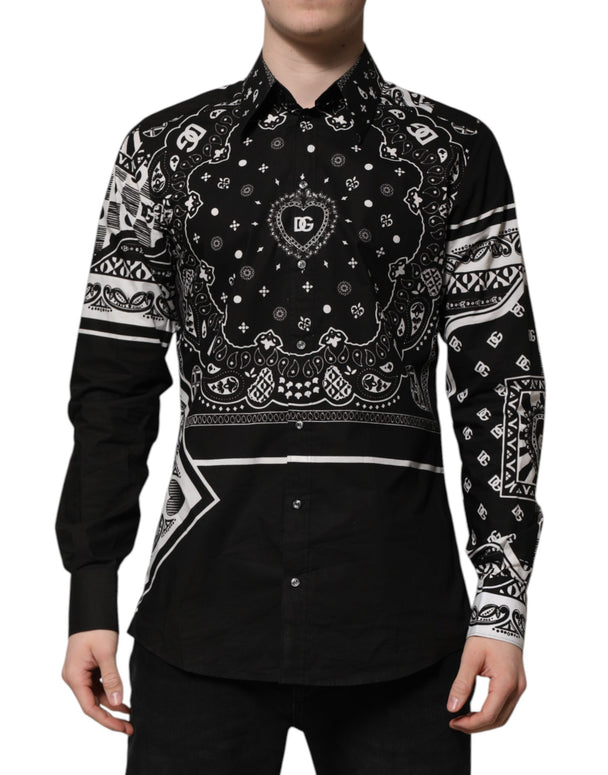 Black Bandana Print Logo MARTINI Dress Shirt