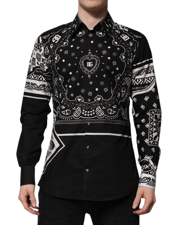 Black Bandana Print Logo MARTINI Dress Shirt