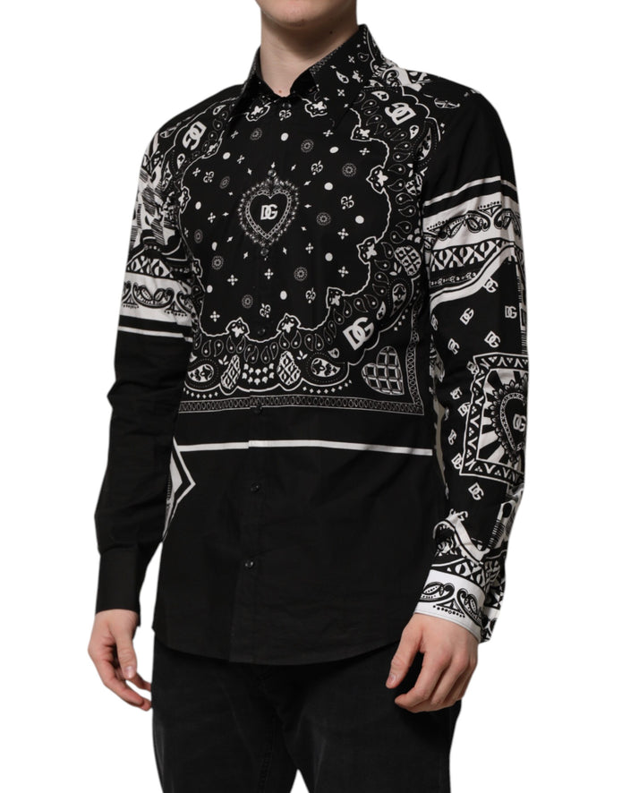 Black Bandana Print Logo MARTINI Dress Shirt