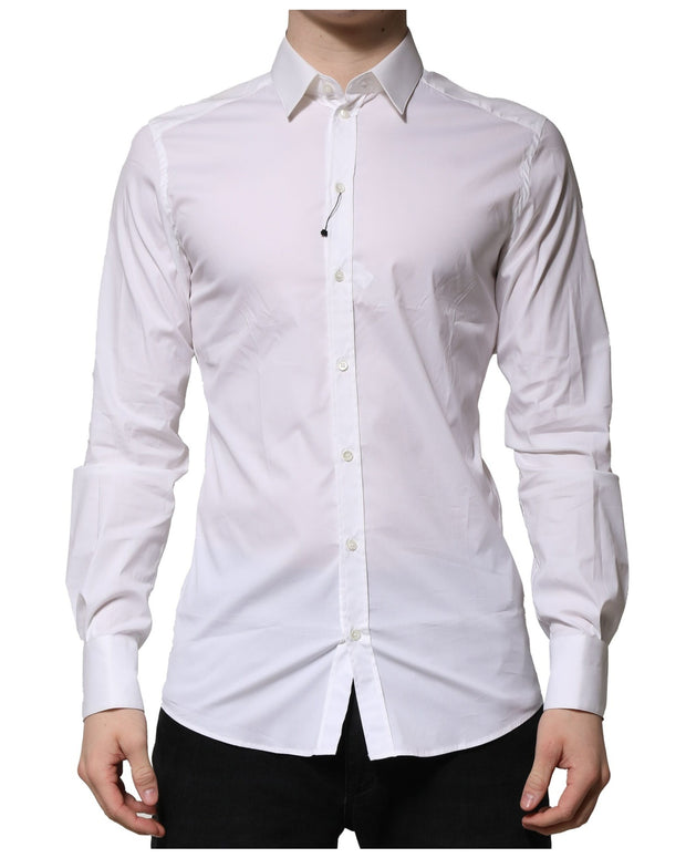 White Cotton GOLD Long Sleeves Formal Shirt