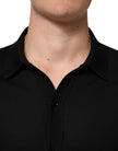 Black Silk Button Up Lightweight Sweater
