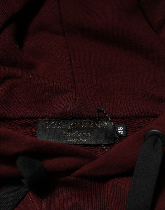 Burgundy Cotton Plaid Lined Men Hoodie Sweater