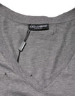 Gray Cotton Tattered Logo Patch Men T-shirt