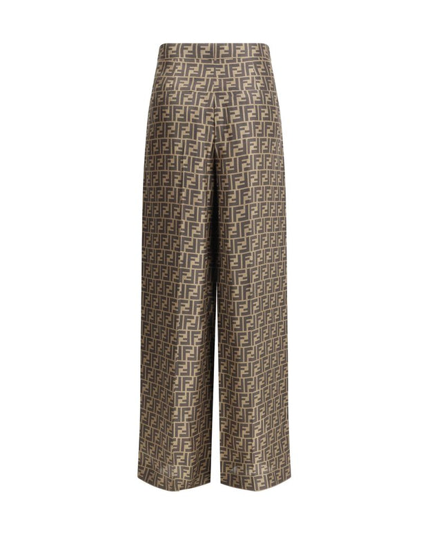 Monogram pattern silk Pants