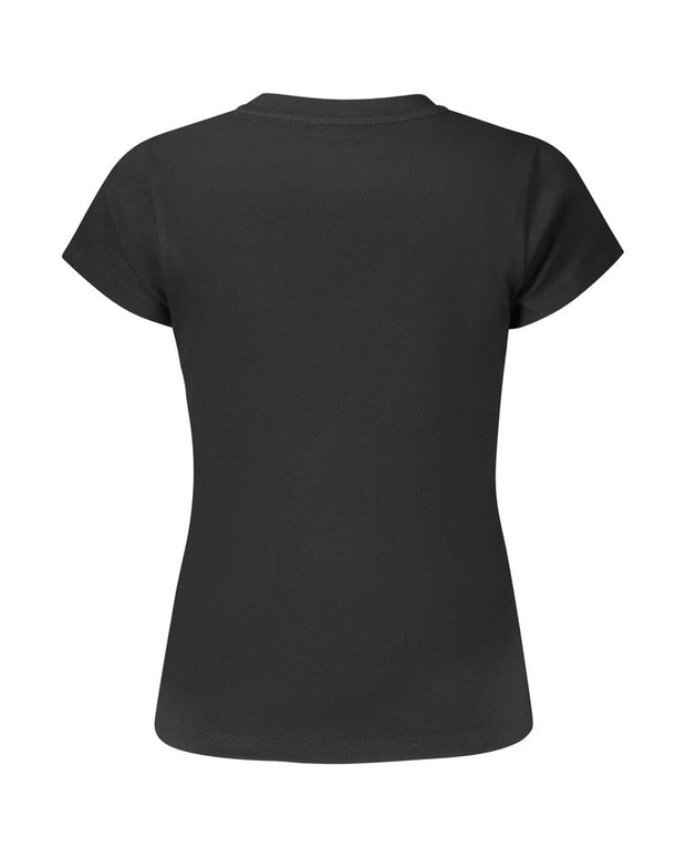 Black Cotton Women T-Shirt