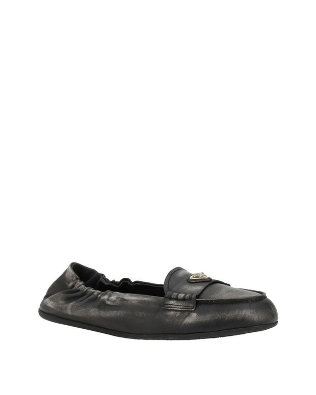 Vintage-effect Leather Loafers