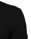 Black Cotton Tattered Logo V-Neck Men T-shirt