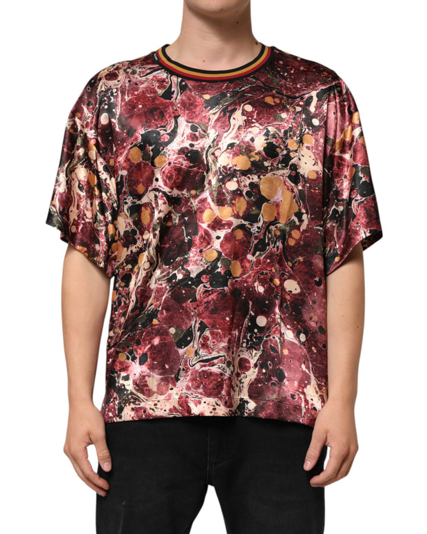 Multicolor Polyester Marble Print Oversize T-shirt