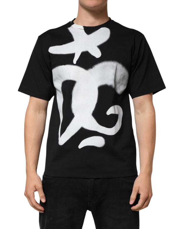 Black Cotton DG Logo Graffiti Short Sleeve T-shirt