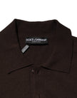 Brown Wool Logo Embroidered Men Polo T-shirt