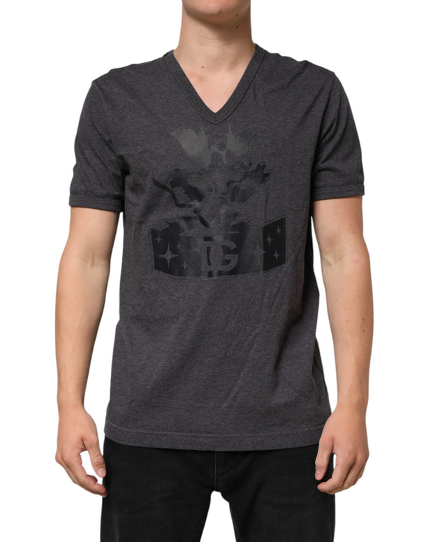 Black Charcoal DG Logo V-Neck Men T-shirt