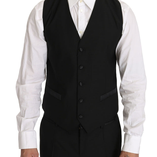 Sleek Black Slim Fit Formal Vest