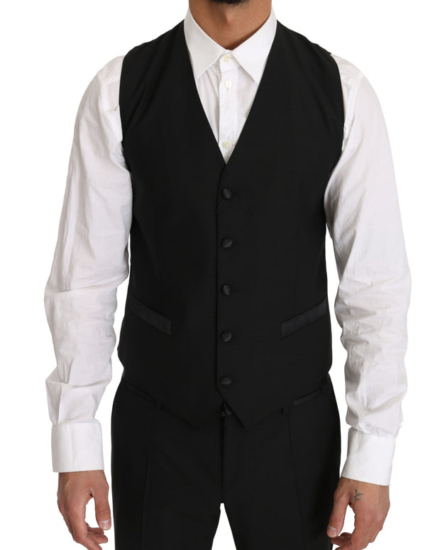 Black Wool Dress Waistcoat Gillet Vest