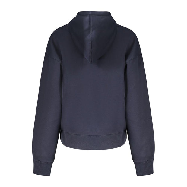 Blue Cotton Women Hoodie