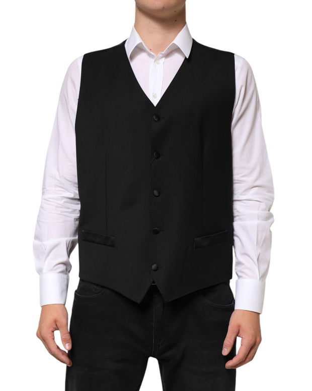 Black Wool Dress Formal Men Waistcoat Vest