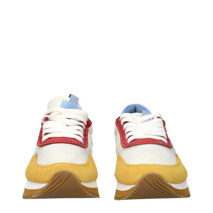 White Fabric Low Top Sneakers