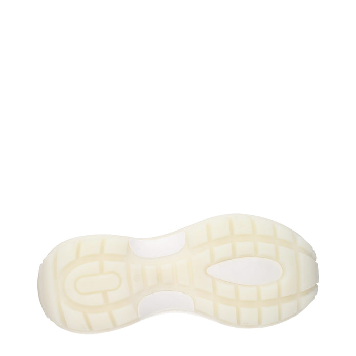 White Fabric Chunky Sneakers