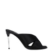 Black Satin Stiletto Heel Sandals