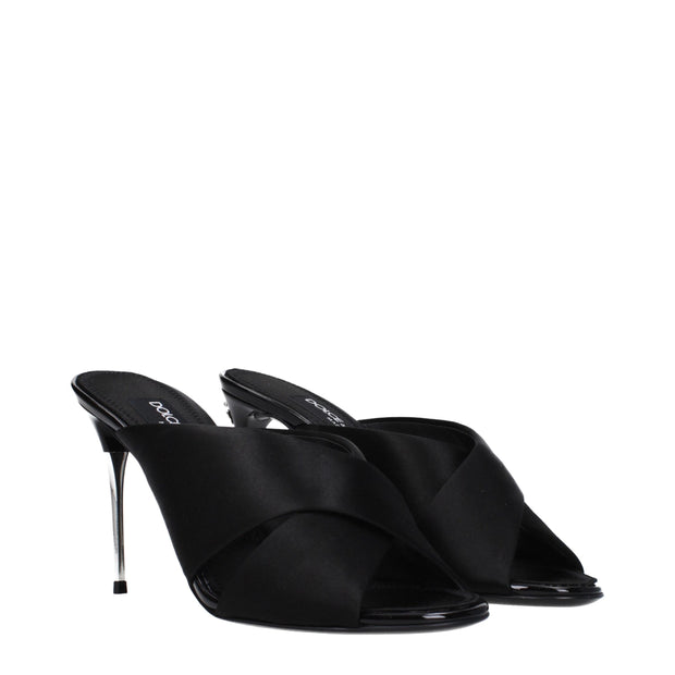 Black Satin Stiletto Heel Sandals