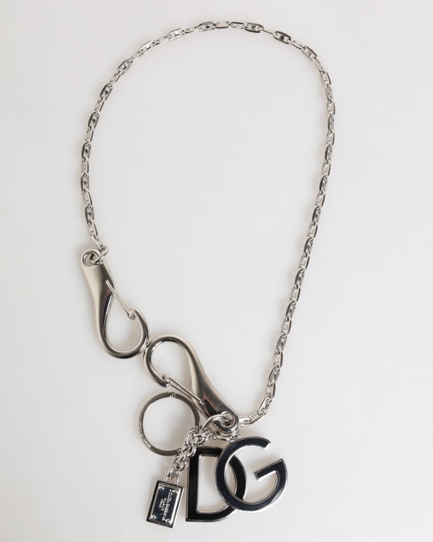 Silver DG Logo Key Holder Keychain Bag Charm Keyring