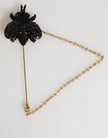 Lapel Pin Gold Brass Black Crystal Bee Accessories Brooch