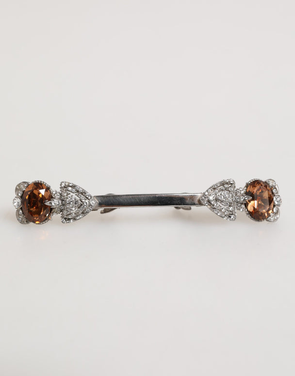 Lapel Pin 925 Sterling Silver Crystals Accessory Brooch