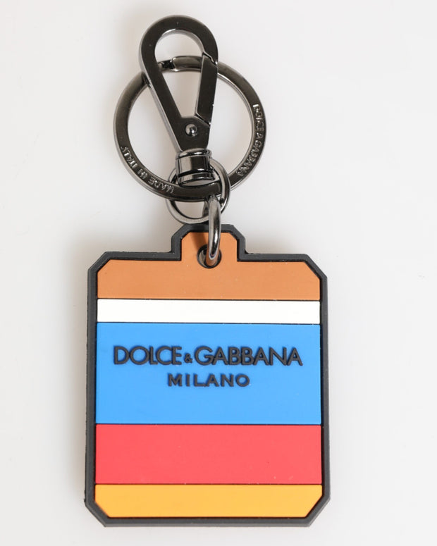 Multicolor DG Rubber Logo Silver Men's Keychain Keyring