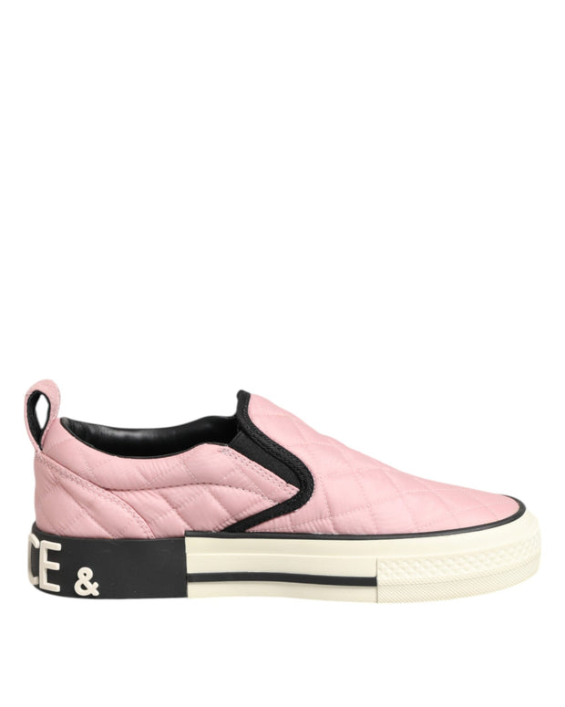 Pink Quilted Nylon Slip-On Sneaker Shoes