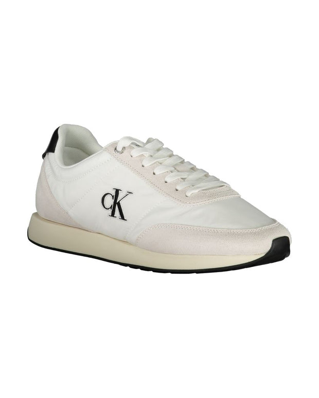 White Polyester Men Sneaker