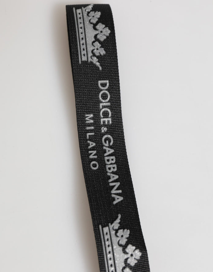 Black Silver Nylon DG Crown Men's Holder Keychain Keyring