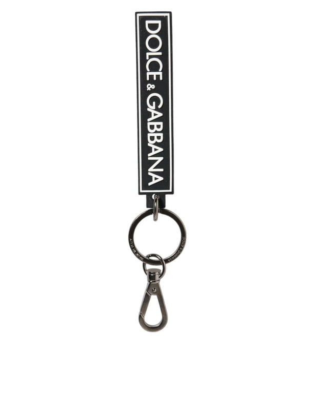 Black White DG Rubber Logo Silver Men's Holder Keyring