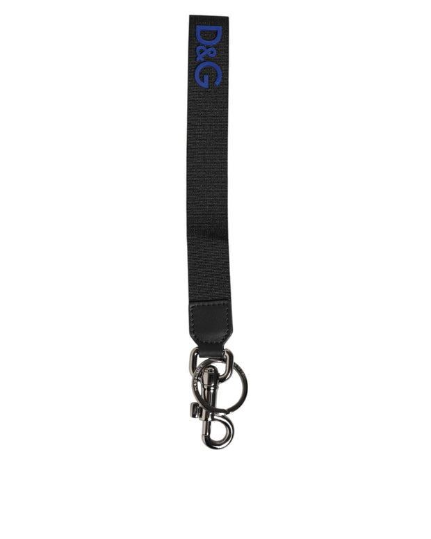 Black Blue DG Logo Polyester Brass Holder Keychain Keyring