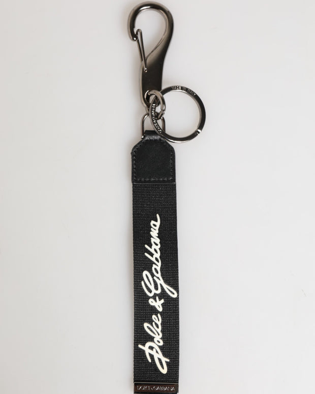 Black White Polyester DG Logo Silver Men Keychain Keyring