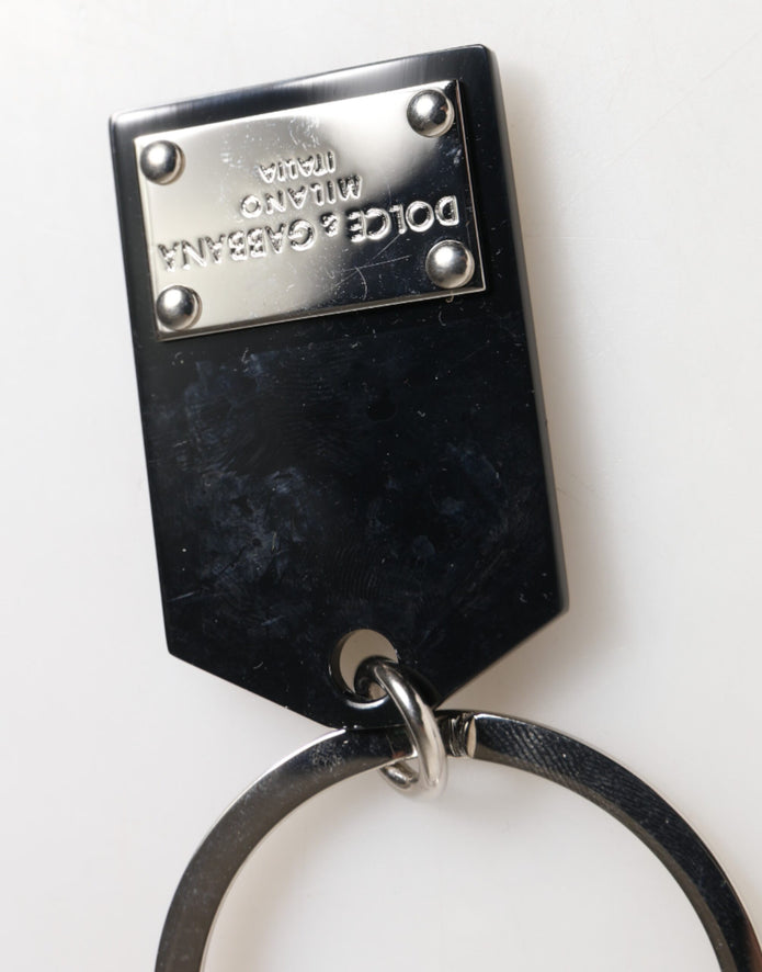 Black Sint Glass Plaque DG Logo Metal PlateKeychain Keyring