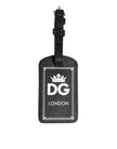 Black Textured Leather DG Logo Travel Luggage Tag Keyring