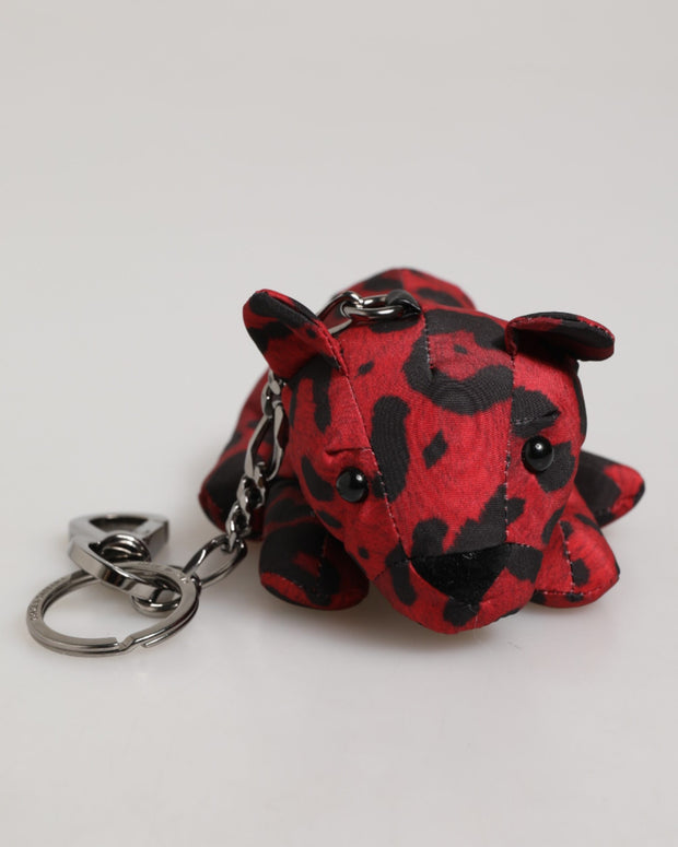 Red Black Polyester Animal Silhouette Bag Keychain Keyring